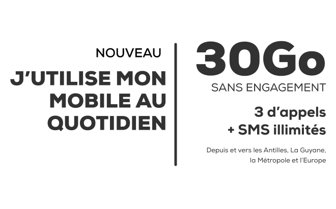 Forfait 50 Go sans engagement avec appels + SMS illimités depuis et vers Mayotte, La Réunion, La Métropole, les DOM et la Zone Europe.